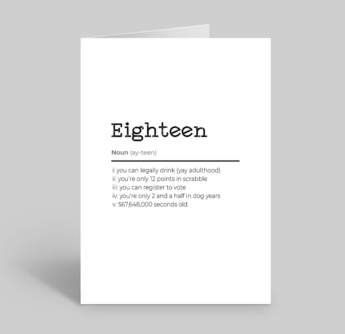 Eighteen Birthday Card