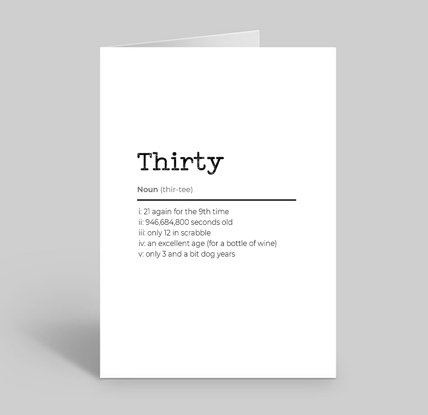 Thirty Birthday Card