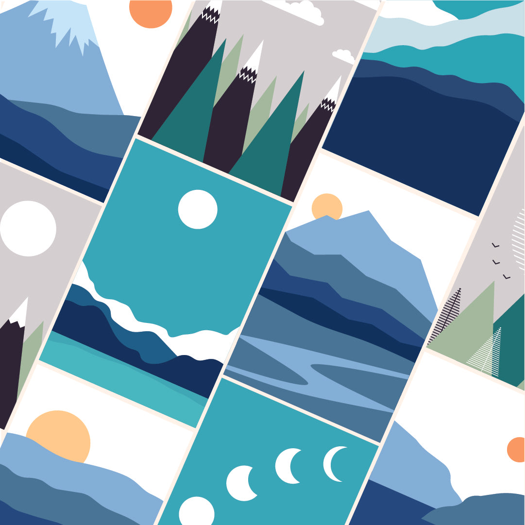 Abstract mountain art print