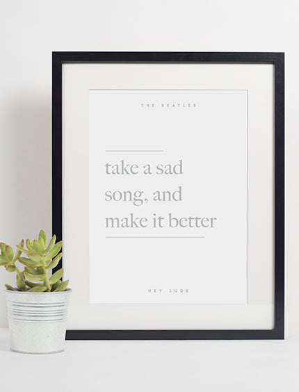 Hey Jude Song Lyric Print