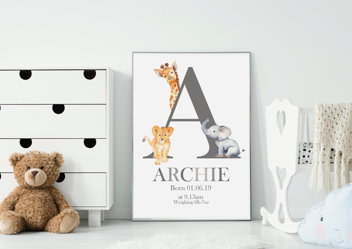 Baby Zoo Alphabet Personalised Print