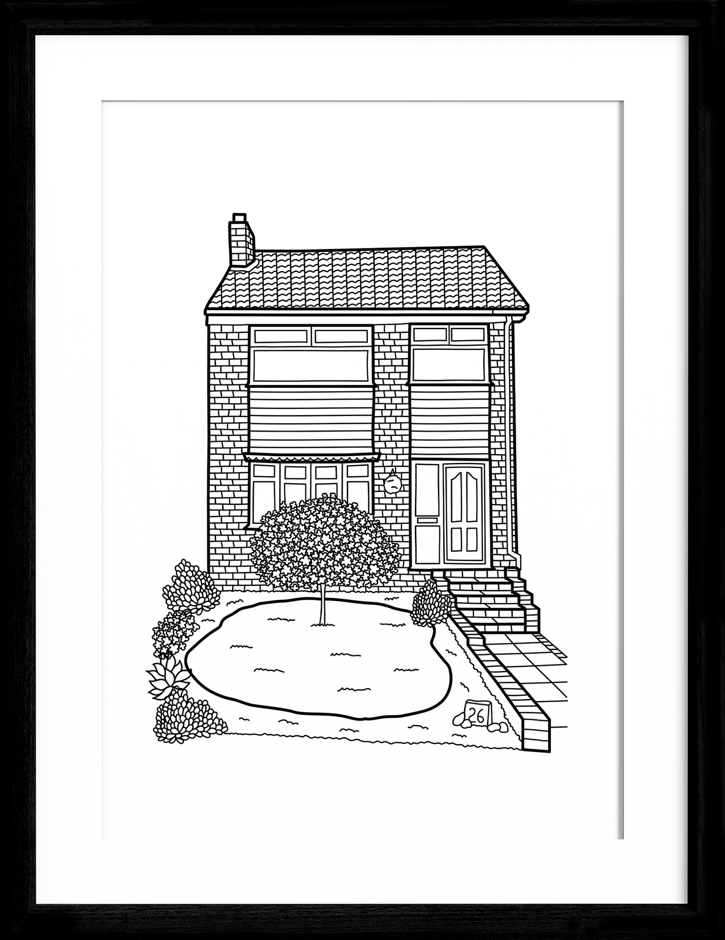 Custom Black & White Home Illustration