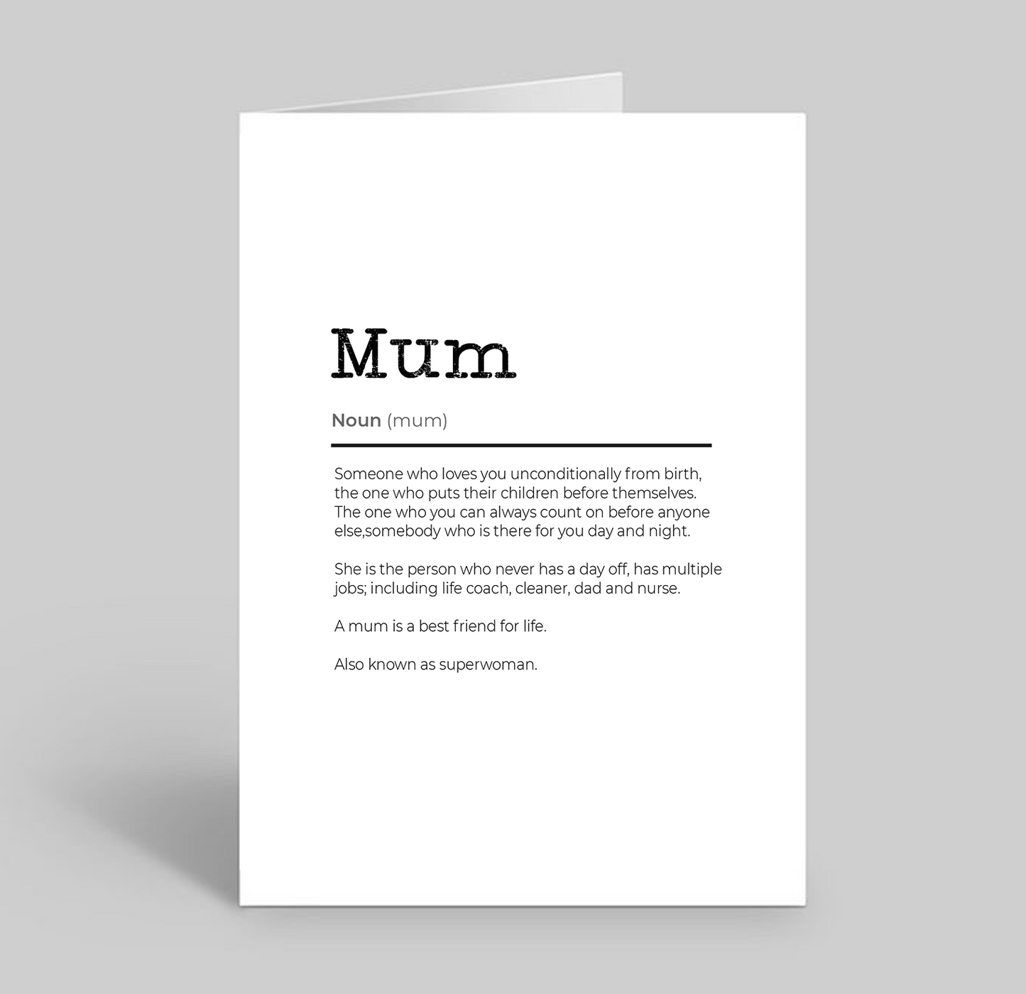 Mum Definition Greetings Card